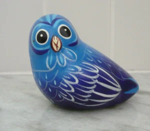 Vintage? Mexikanisches handbemaltes Tonala? Blaue Eule Vogel Keramik Künstler signiert - Bild 1 von 13