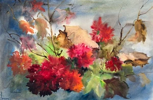 R Z Schanzer Signed Original Painting Watercolor Flowers Floral Arches Paper Art - Picture 1 of 20