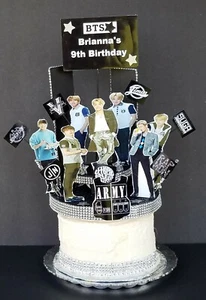 BT21 BTS K-POP 3D favor birthday 1pc cake topper personalized 7 member on stage - Picture 1 of 12