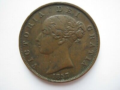 1857 Copper Halfpenny Rev A VF EKs BMC1546 • 19.08£