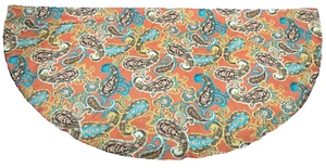 Tischdecke, 70" Durchmesser, 100% Polyester, meist zinnoberrot, Paisley - Bild 1 von 3