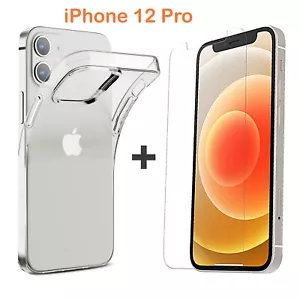 For Apple iPhone 12 PRO Clear Case Cover and Anti-scratch Front Screen Protector - Picture 1 of 11