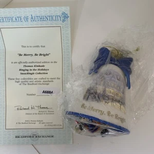 Thomas Kinkade Be Merry Be Bright Bell Bradford Exchange A6884 NWT - Picture 1 of 4