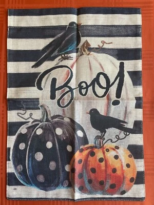 Boo! Halloween Pumpkins Trick or Treat Garden Flag 12 x 18 Double Sided - Image 1 of 4