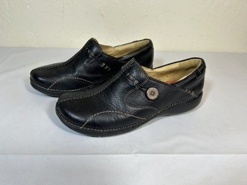 Mocassini Clarks Un Loop destrutturati da donna taglia 9 5 M scarpe comode in pelle nera