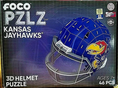 π Foco Pzlz KANSAS JAYHAWKS KU 3D Helmet Puzzle Big Jay Brand New MSRP $40 π Cover