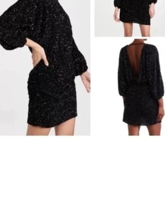 ba&sh Womens Dress Black Scarlet Batwing Sleeve Short Sequin Dress Size 4/S - Image 1 of 4