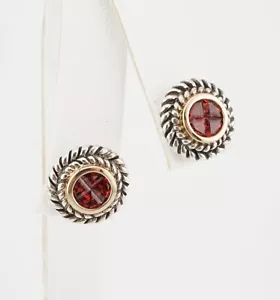 Bellissimo Coppia Orecchini a Borchie Oro 18ct & Argento Sterling Lorenzo Granato - Foto 1 di 5