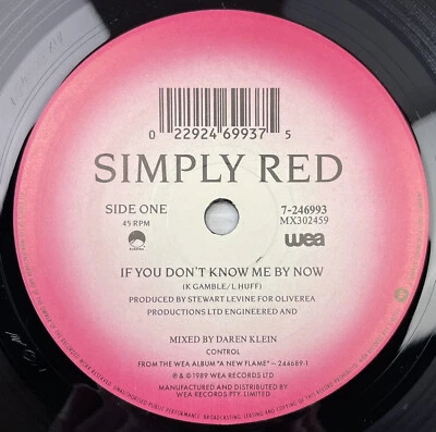 Simply Red If You Don’t Know Me By Now Vinyl Record 7” 45RPM 7-246993 wea 1989 - Image 1 of 4