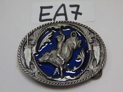 DE COLECCIÓN HEBILLA DE CINTURÓN CO SISKIYOU 1995 Z-2 VAQUERO BULL RIDER PELTRE AZUL Foto 1 de 4