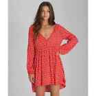 Billabong Red Flowy Long Sleeve Beachy Boho Dress Size S
