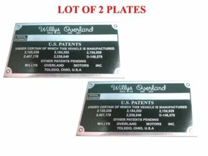 Willys Overland Data Plate Acid Etched Aluminum (2x) - Bild 1 von 9