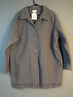 Roaman's серый флис Куртка Пальто 1 x римлян кнопка уютный гребешок низ - Изображение 1 из 4