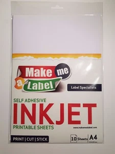 10 A4 White PP VINYL INKJET Printable GLOSSY Self Adhesive Sticker Sheets - Picture 1 of 6