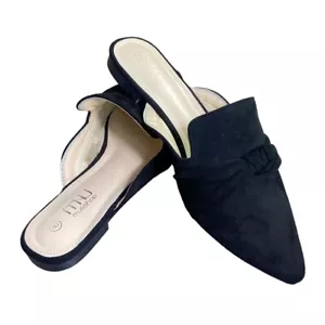 MUSSHOE Ballerine donna nere slip on a punta comode ecopelle scamosciata taglia 8 - Foto 1 di 8