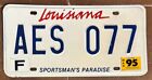 Louisiana 1995 License Plate # AES 077