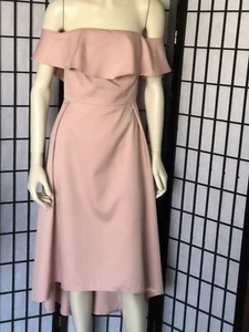 Chi Chi London Dress Size 12 Pale Pink Dip Hemline Off Shoulder.   - Picture 1 of 7