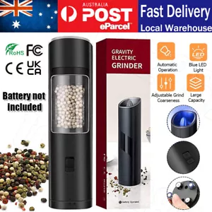 One-handed Electric Pepper Mill Gravity Salt and Pepper Grinder w/ LED Light AU - Picture 1 of 12