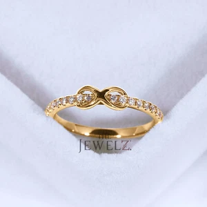 14K Gold 0.10 CT VS/F-G Diamonds Infinity Knot Half Eternity Ring - The Jewelz - Picture 1 of 3