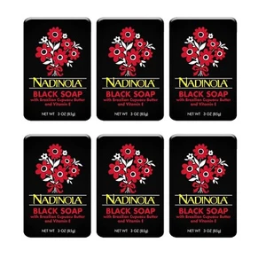Barra de jabón negro Nadinola con vitamina E, mantequilla de cupuacu 3 oz cada barra - paquete de 6 - Imagen 1 de 1