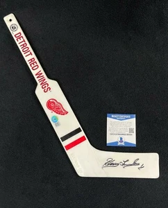 Mini palo de gol de plástico firmado por Harry Lumley Detroit Red Wings Beckett certificado de autenticidad - Imagen 1 de 1