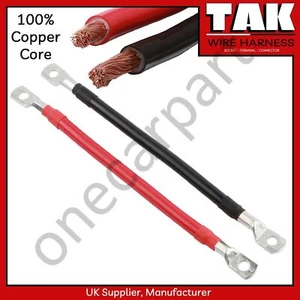 Pair of 15cm 70mm² Battery Leads Power Strap Earth Bond Leisure Cable Black Red - Picture 1 of 5