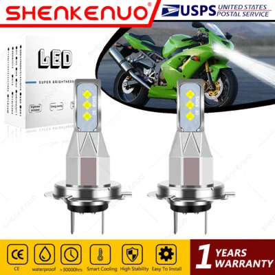 For Kawasaki Ninja ZX6RR ZX600 2003-2006 - 2X H7 LED Headlights Bulbs 55W White - Image 1 of 4