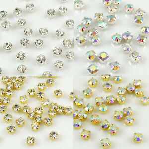 3mm-8mm 100x Sew On Cut Glass Crystals Rhinestones Diamantes beads