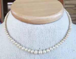 Collana Choker Finta Perla Graduata 15" Tono Argento Trasparente RS Gancio Regolabile - Foto 1 di 7