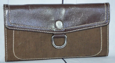 GUESS Brown Canvas Clutch Wallet Billfold ID Organizer Vintage - Image 1 of 4