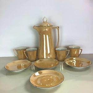 Vintage LEUCHTENBURG GERMAN Porcelain Chocolate Set Pot 4 Cups and Saucers - Picture 1 of 12
