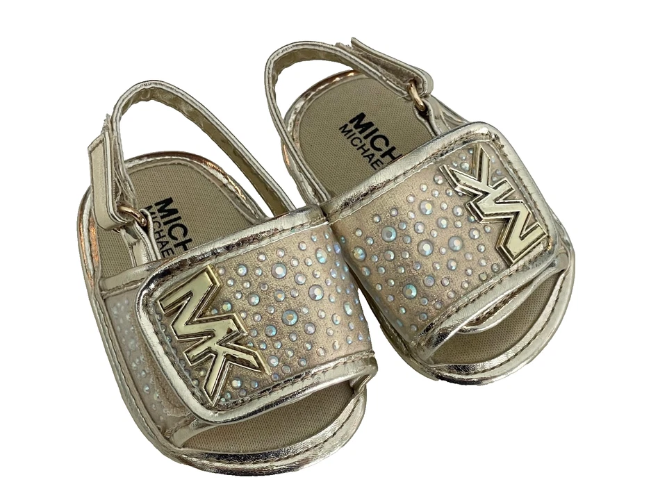 Michael Kors Baby Gear Gold Bling Sandals Infant Size 1 Baby Eli Gemma - Image 1 of 4