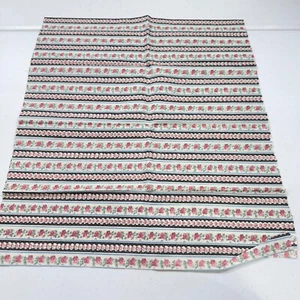 vintage fabric red black stripes floral cotton 20x44 retro mcm - Picture 1 of 7