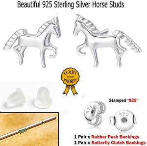 Beautiful Horse Stud Earrings | 925 Sterling Silver | Jewelry Girls Women Gift - Picture 1 of 6