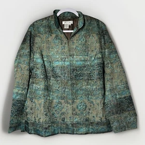 Coldwater Creek Jacke Damen 1X gewebt türkis Brokat Gobelin Kunst zum Tragen Oma - Bild 1 von 10