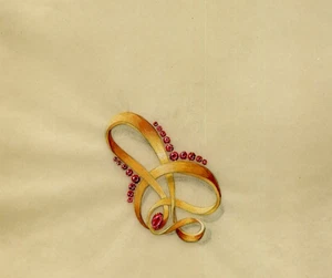 Vintage Drawing Art Deco Original Jewelry Ruby Gold Brooch - Picture 1 of 8