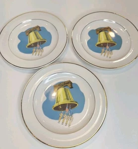Set Of 3 American Ceramic Industries Military Service Design Salad Plates 22K - Picture 1 of 3