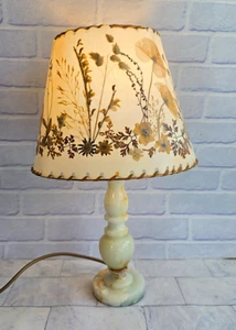 Vintage Trocken Pressblumen Lampenschirm Schnürung Floral Landhaus + Marmor Lampe - Bild 1 von 10
