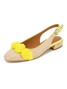 GENTLE SOULS KENNETH COLE Womens Beige 3-D Flower Anana Slingback 7.5 M - Picture 1 of 3