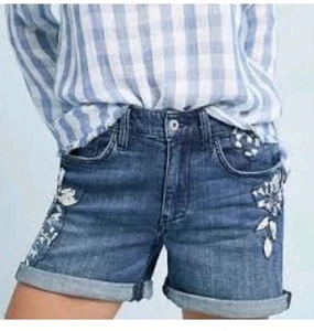 Pilcro Denim Shorts Women's Size 25 Slim Boyfriend Embroidered Festival Vacay - Picture 1 of 16