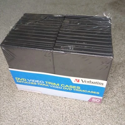New VERBATIM 50 Pack CD/DVD/Game Disc Trim Black Cases Sealed - Image 1 of 4