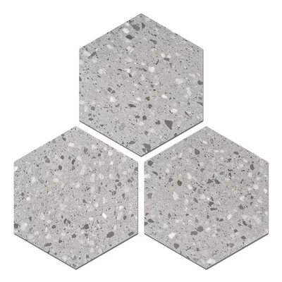 Peel and Stick Floor Tile, 15 PCS Hexagon Grey Terrazzo Tiles,PVC Waterproof ... - Image 1 of 4
