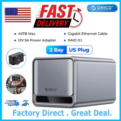 Sistema de almacenamiento NAS de 2 bahías ORICO MetaCube TS200 configuración RAID gabinete en red Foto 1 de 4