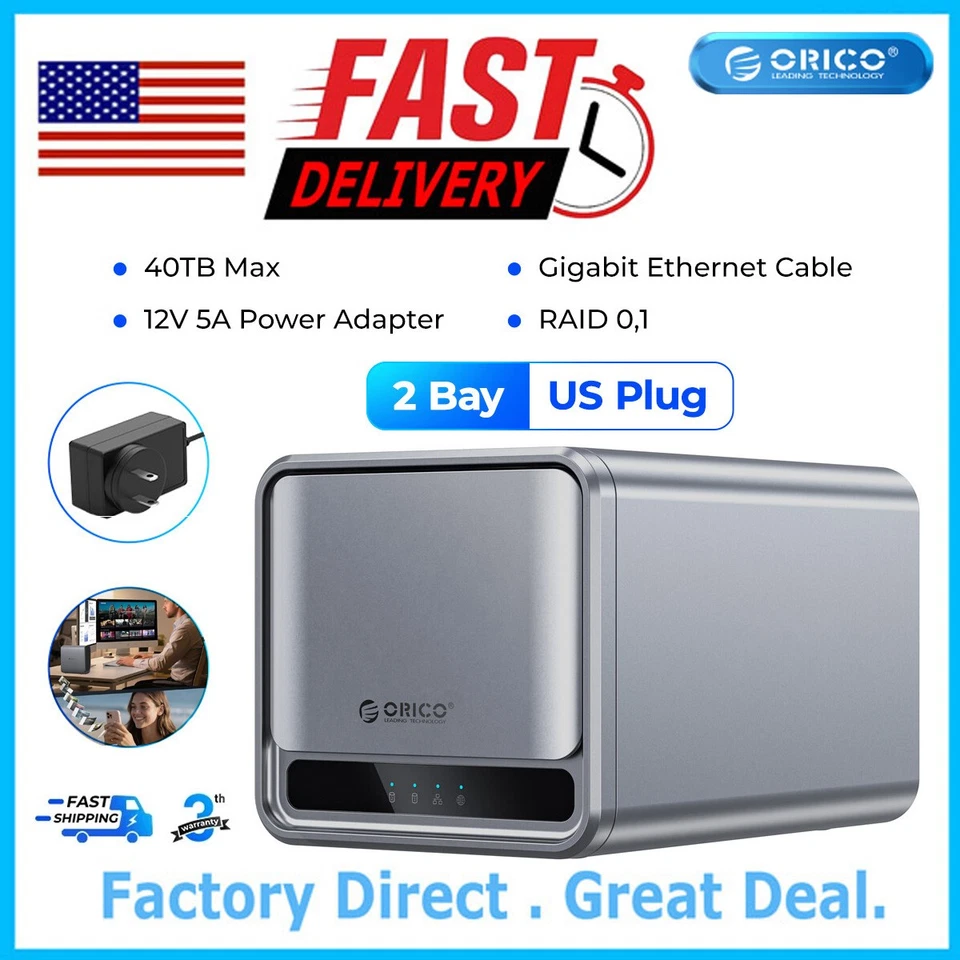 ORICO MetaCube TS200 2-Bay NAS Storage System RAID Setup Networkable Enclosure