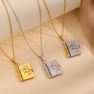 Titanium Steel Love Letter Necklace Daughter Pendant Envelope Charm Jewelry Gift - Picture 1 of 15