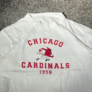 Vintage 80s Chicago Cardinals 1958 Vintage Graphic T Shirt White Mens L 20x28 - Picture 1 of 4