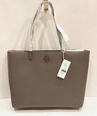 NWT TORY BURCH  $428 SILVER MAPLE MCGRAW TOTE BAG - Image 1 of 4