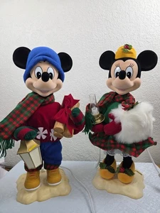 1996 Mickey & Minnie Mouse Winter Wonderland Animated Figuren mit Boxen FUNKTIONIERT - Bild 1 von 19