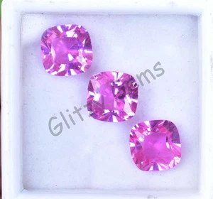 3 Pcs Natural Mogok Pink Ruby Cushion 9.90 MM Certified Flawless Loose Gemstone - Picture 1 of 6