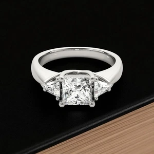 2.00 CT Princess Cut IGI Certified Lab Grown Diamond Bridal Ring 950 Platinum - Picture 1 of 12